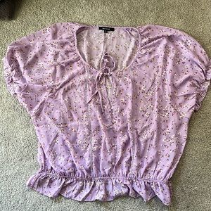 Floral and lavender plus size blouse